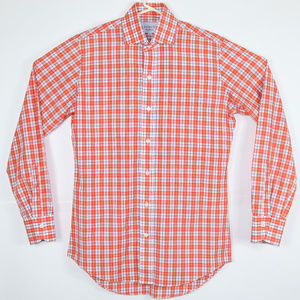 Ledbury Mens Size 15 Orange Blue Dress Shirt EUC